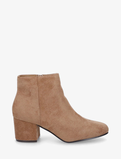 Bottines à talon en suédine - Beige - 1