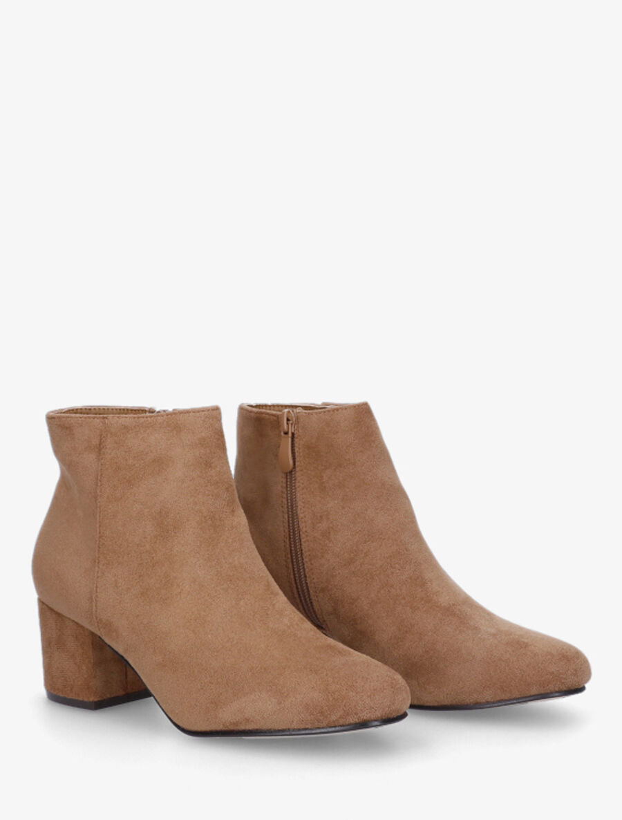 Bottines à talon en suédine - Beige - 4