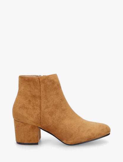 Bottines à talon en suédine - Camel - 5