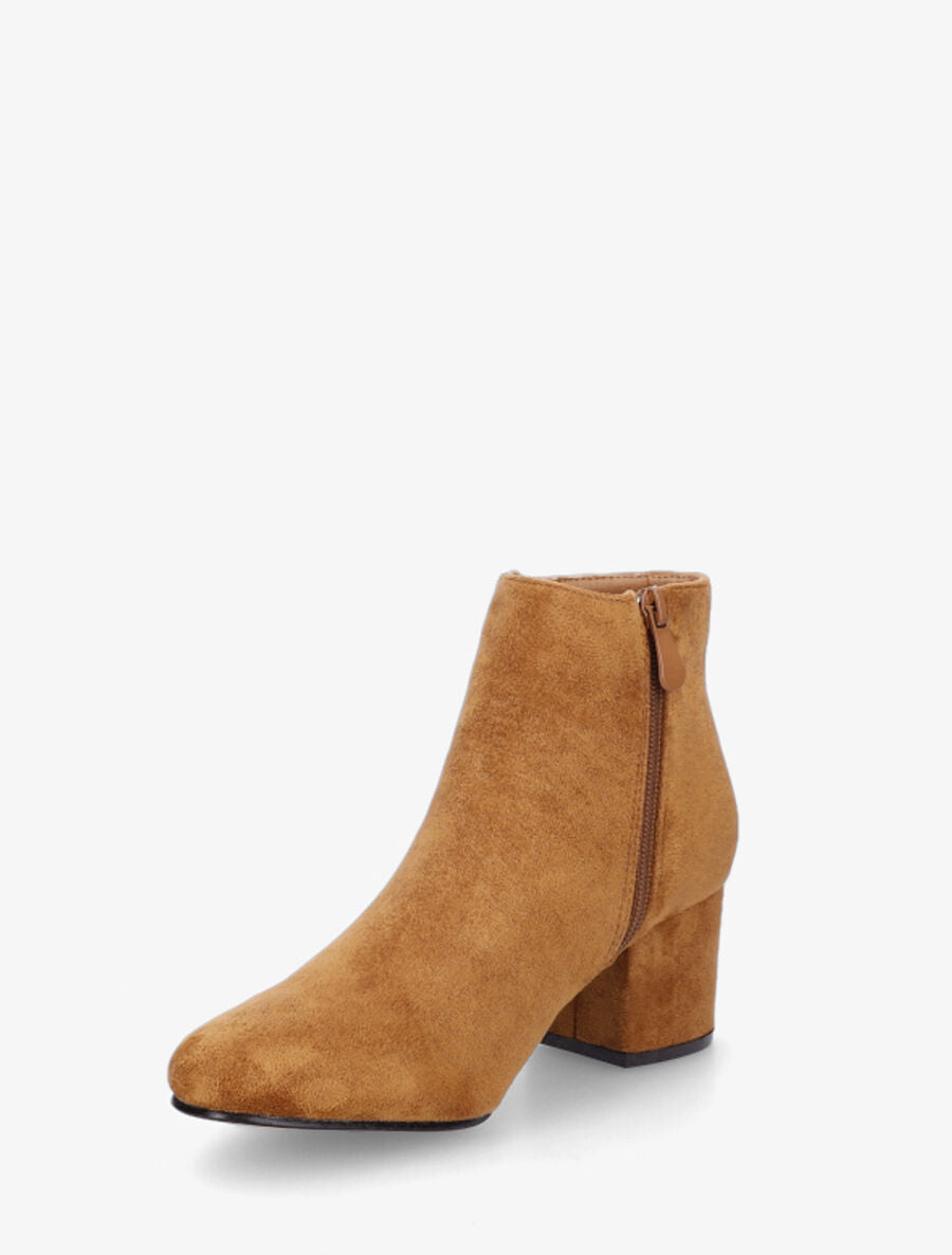 Bottines à talon en suédine - Camel - 3