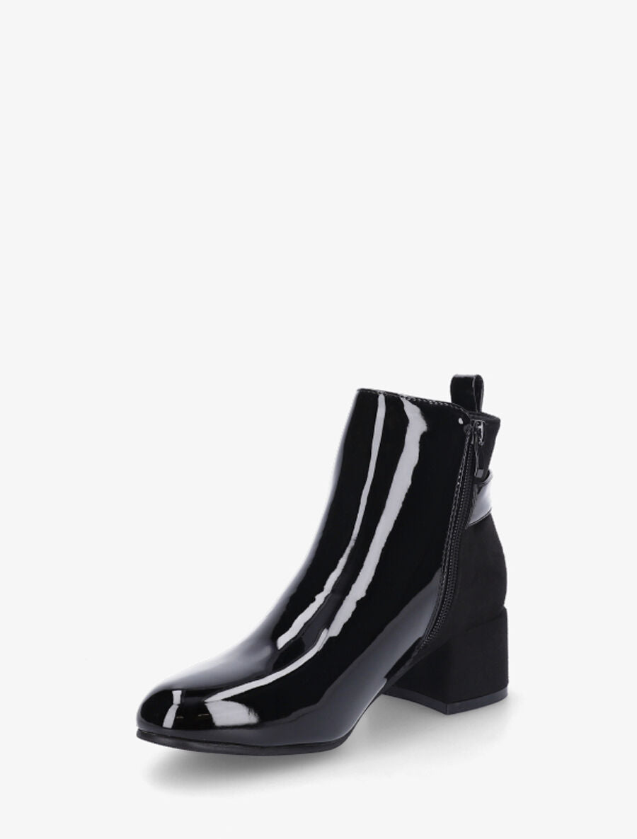 Bottines bi-matière à talon - Noir - 3