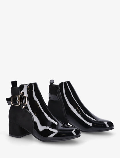 Bottines bi-matière à talon - Noir - 4