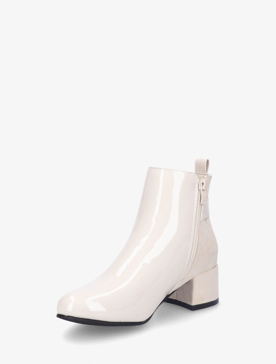 Bottines bi-matière à talon - Beige - 3