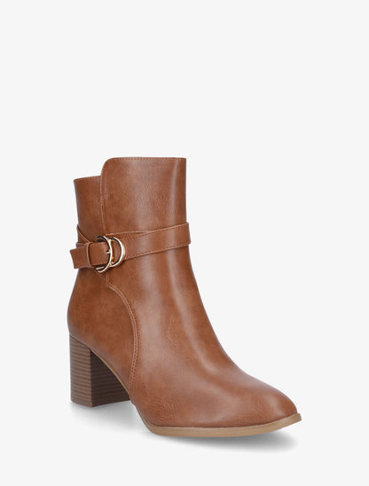 Bottines unies en simili - Camel - 2
