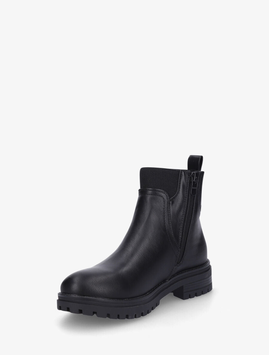 Bottines élastiquées en simili - Noir - 3