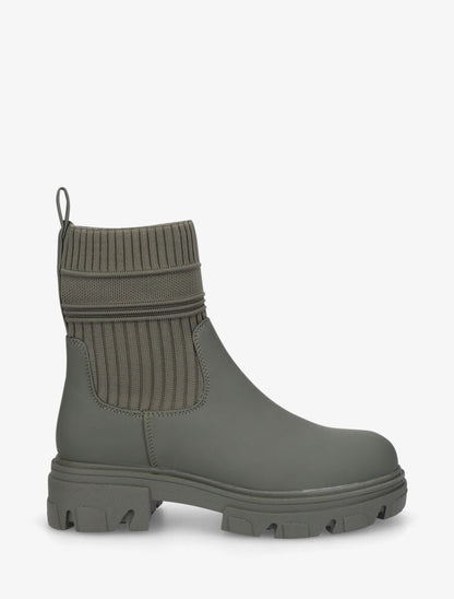 Bottines en simili style chaussettes - Kaki - 5