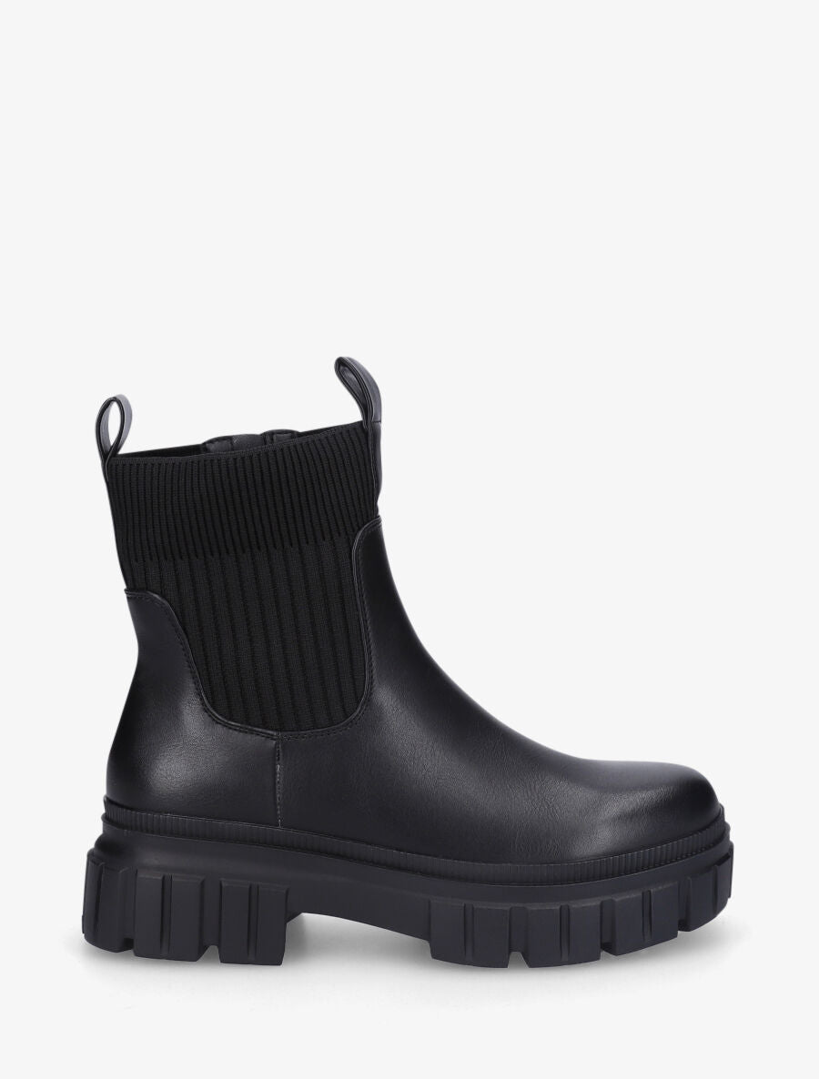 Bottines chaussettes à talon strié - Noir - 5