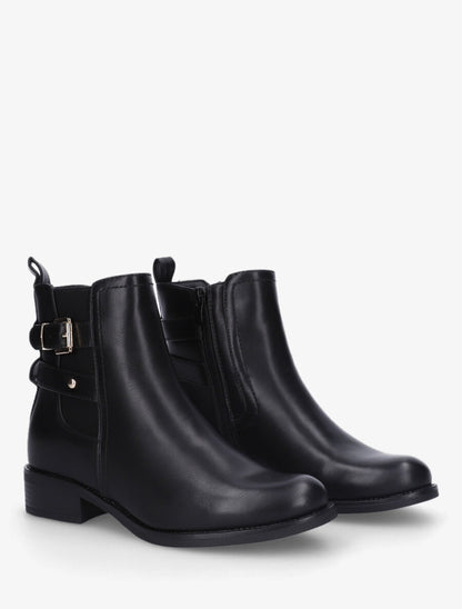Bottines à cheville élastiquée en simili - Noir - 4