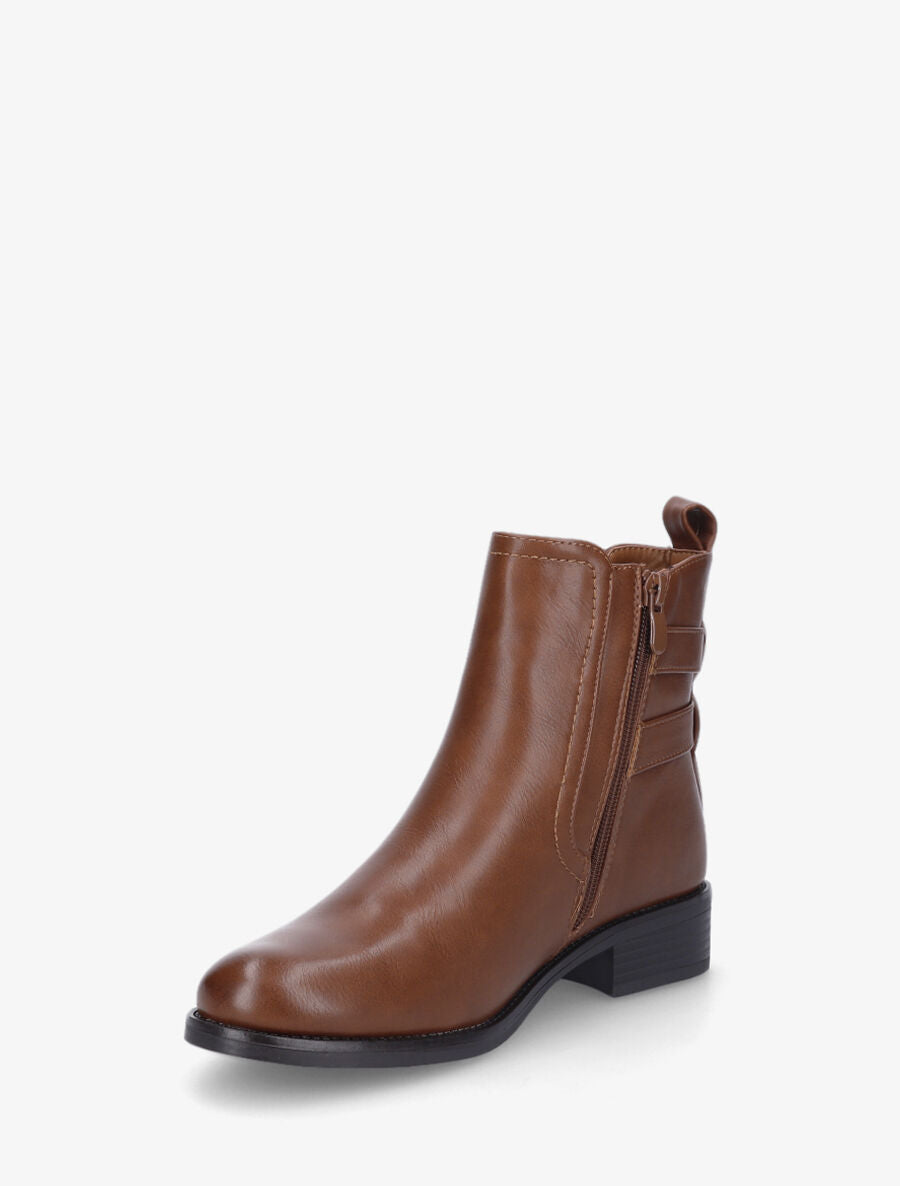 Bottines à cheville élastiquée en simili - Camel - 3