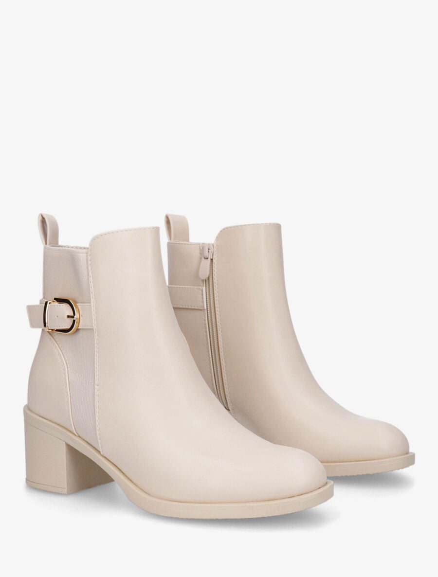Bottines élastiquées unies - Crème - 4