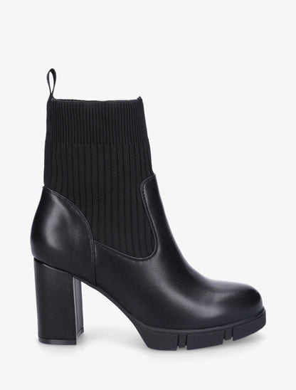 Bottines style chaussettes à talon - Noir - 1