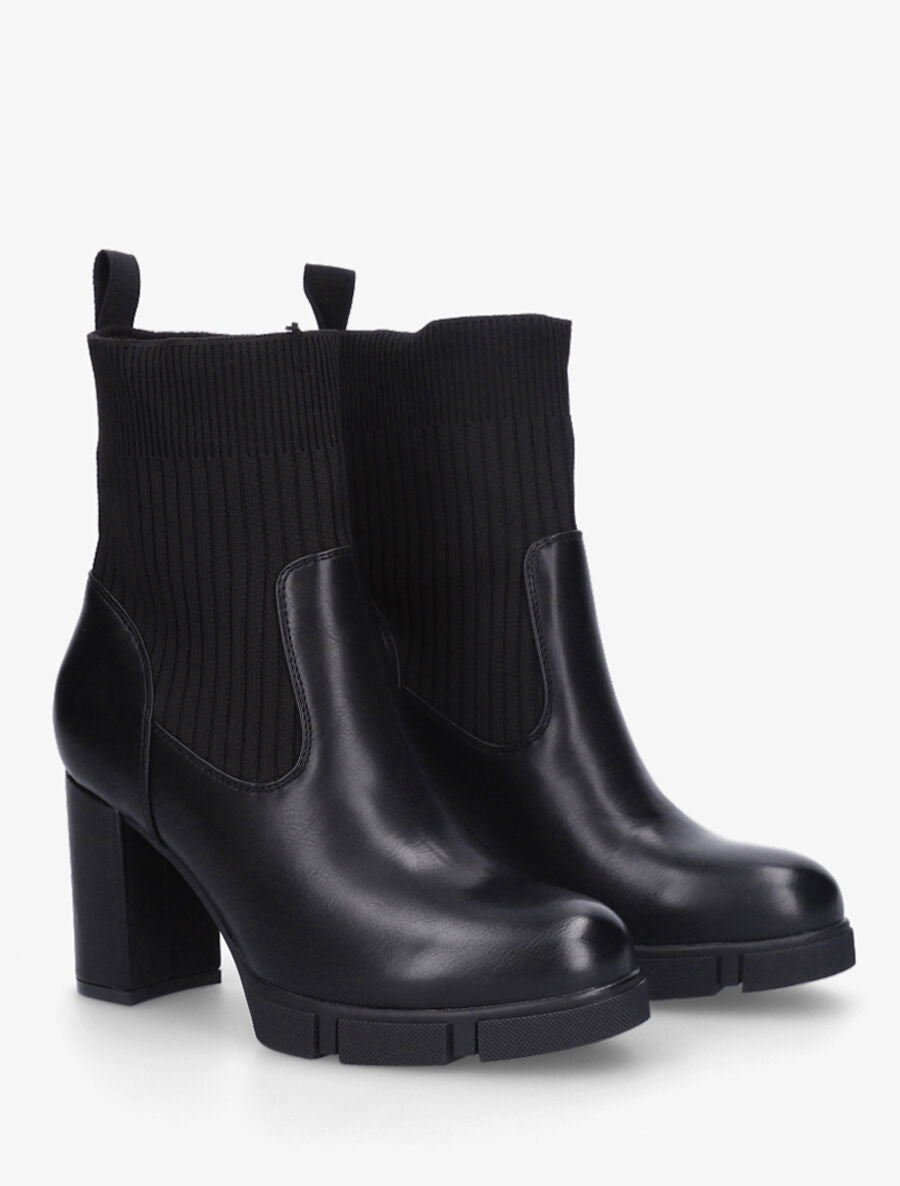 Bottines style chaussettes à talon - Noir - 4