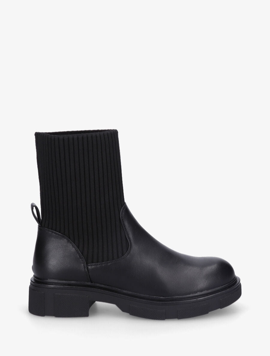 Bottines style chaussettes en simili - Noir - 1