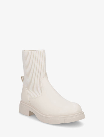 Bottines style chaussettes en simili - Crème - 2