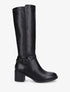 Bottes en simili à talon mi-haut - Noir - 5
