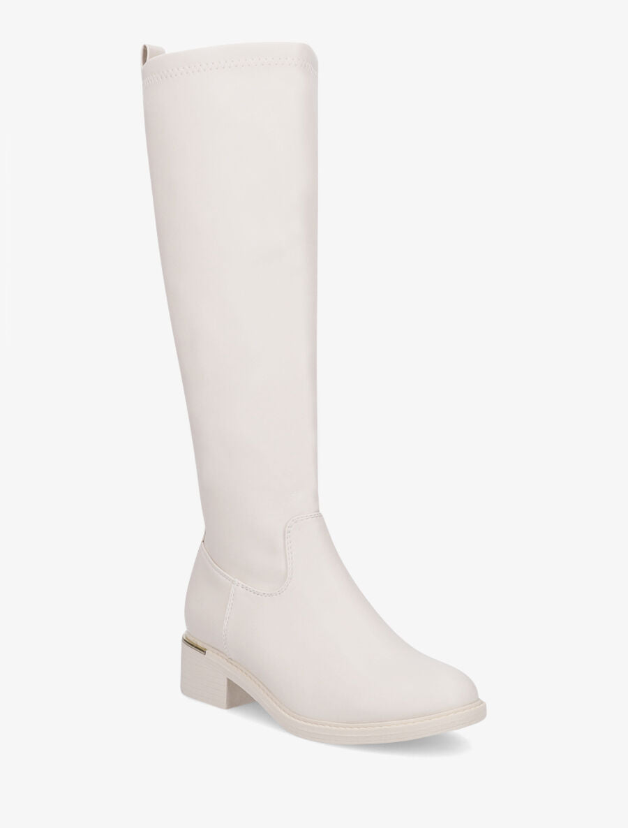 Bottes plates en simili - Beige - 2