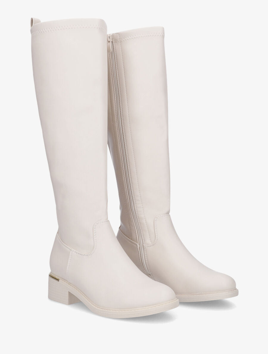Bottes plates en simili - Beige - 4