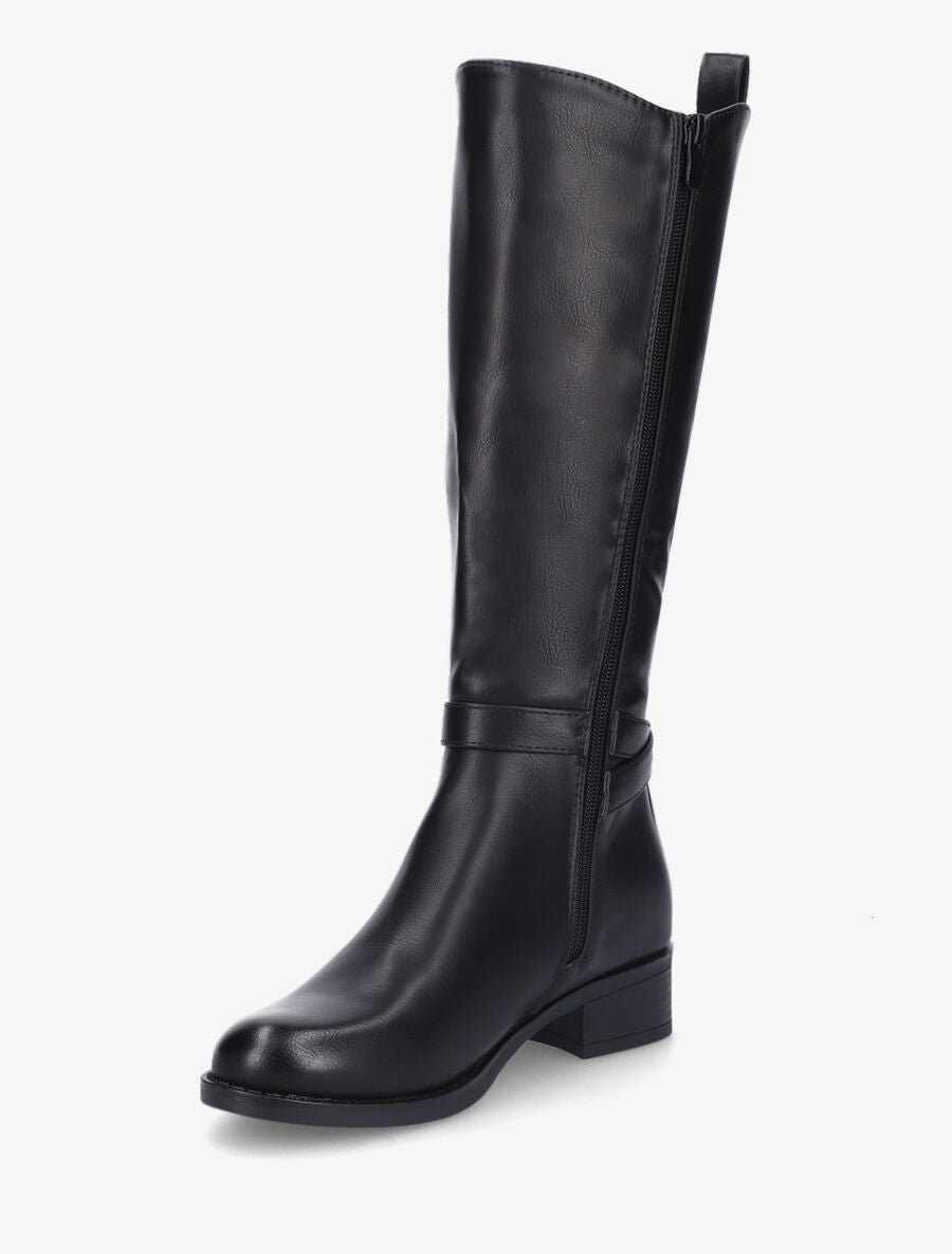 Bottes cavalières en simili - Noir - 3