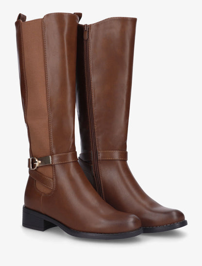 Bottes cavalières en simili - Camel - 4