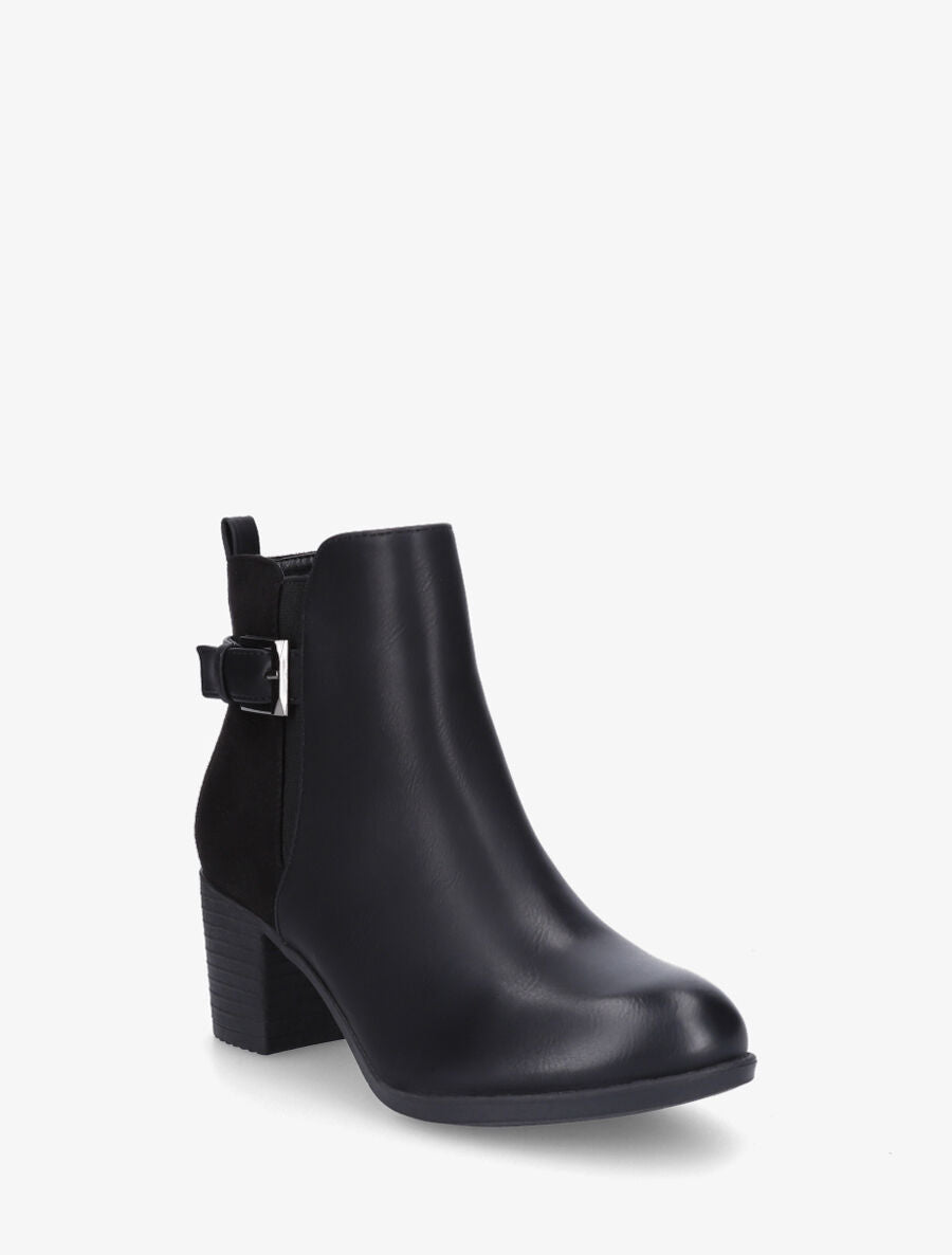 Bottines bi-matière à talon - Noir - 2