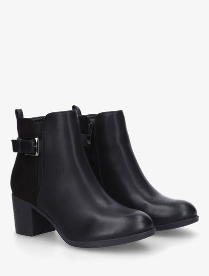 Bottines bi-matière à talon - Noir - 4