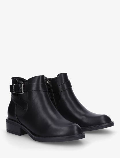 Bottines à boucle en simili - Noir - 4