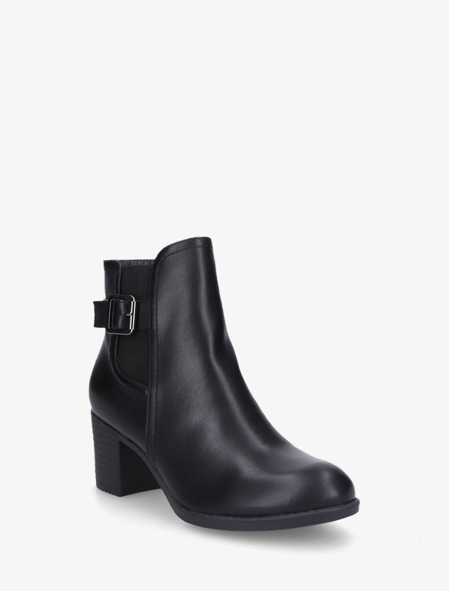 Bottines élastiquées en simili - Noir - 2