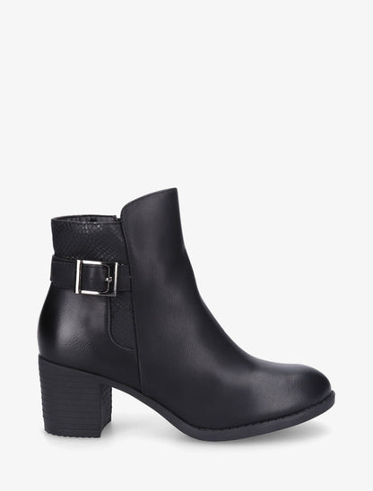 Bottines en simili à ceinturon et empiècement python - Noir - 5