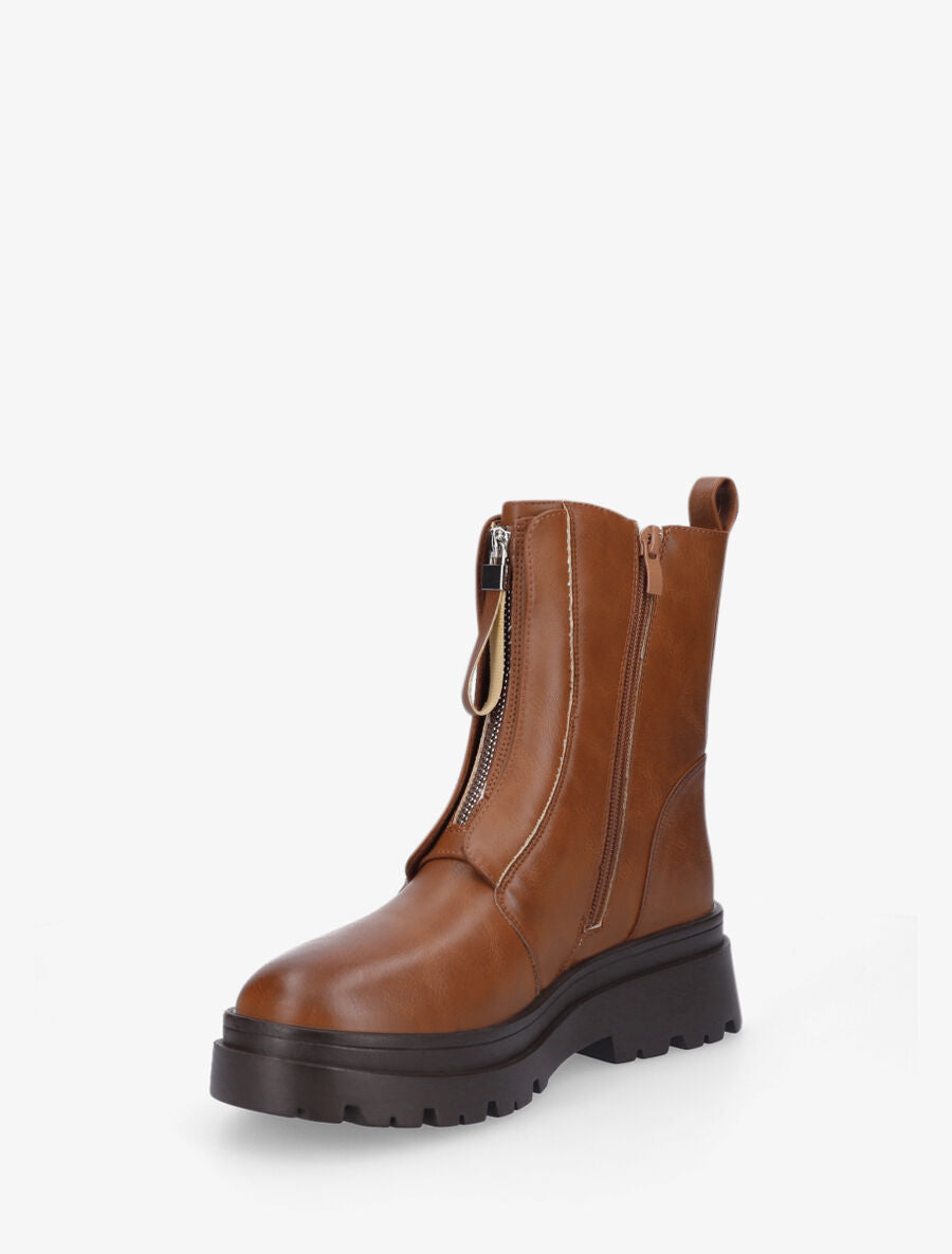 Boots montantes à zip - Camel - 3