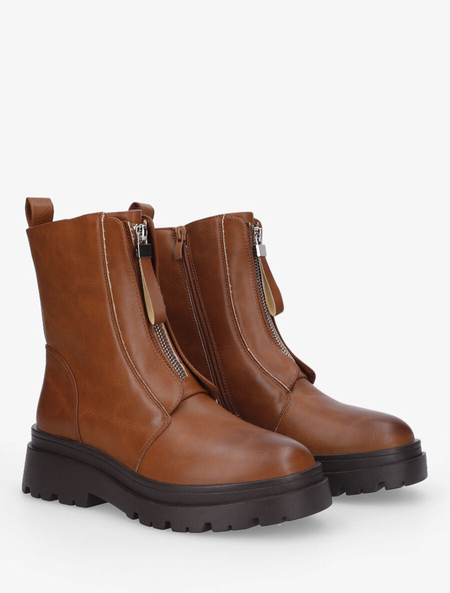 Boots montantes à zip - Camel - 4