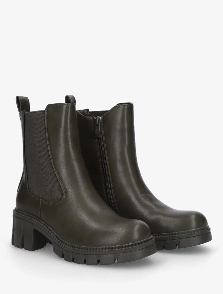 Boots montantes à semelle crantée - Kaki - 4