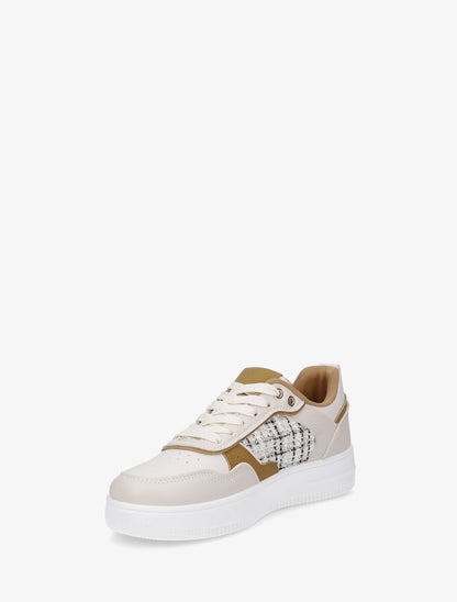 Baskets en simili et tweed - Camel - 3