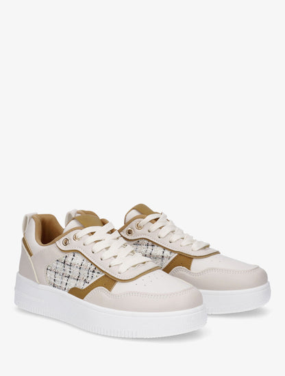 Baskets en simili et tweed - Camel - 4