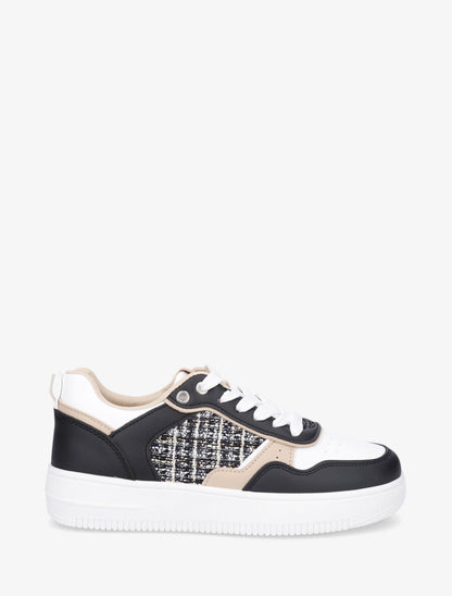 Baskets en simili et tweed - Noir - 5