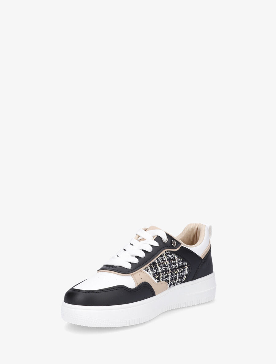 Baskets en simili et tweed - Noir - 3
