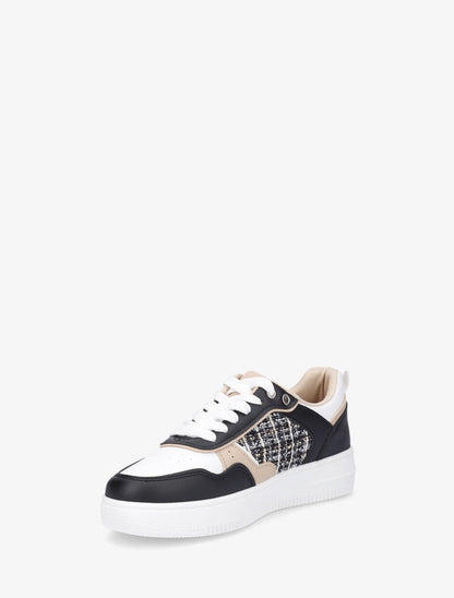Baskets en simili et tweed - Noir - 3