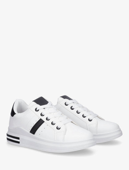 Baskets classiques en simili - Noir/blanc - 4