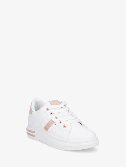 Baskets classiques en simili - Blanc/rose - 2