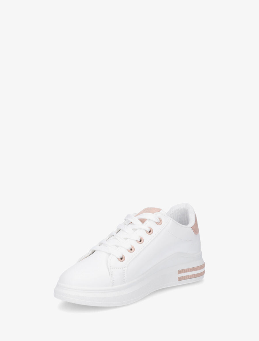 Baskets classiques en simili - Blanc/rose - 3