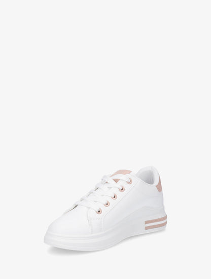 Baskets classiques en simili - Blanc/rose - 3