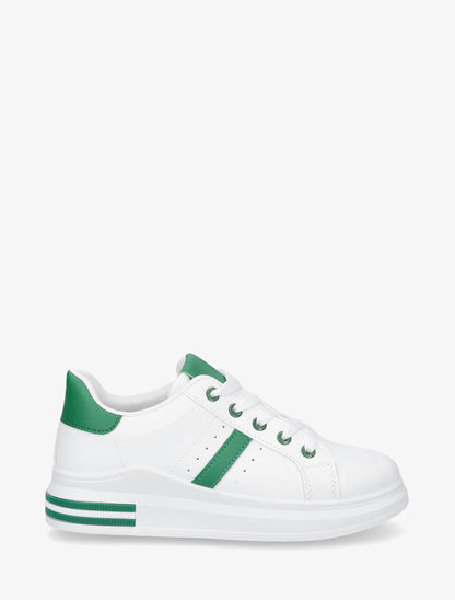 Baskets classiques en simili - Blanc/vert - 5