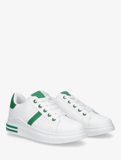 Baskets classiques en simili - Blanc/vert - 4