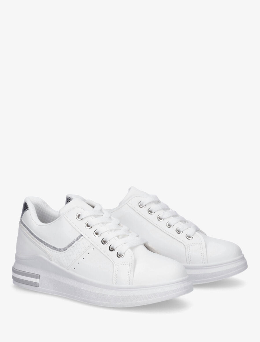 Sneakers à contrefort python - Blanc - 4