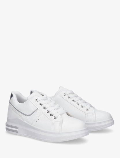 Sneakers à contrefort python - Blanc - 4