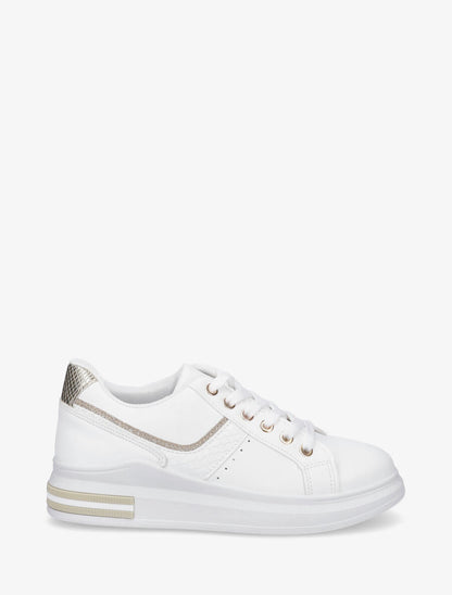 Sneakers à contrefort python - Or - 1