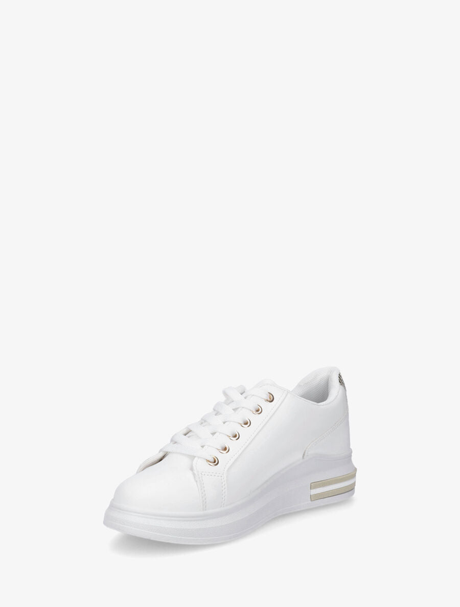 Sneakers à contrefort python - Or - 3
