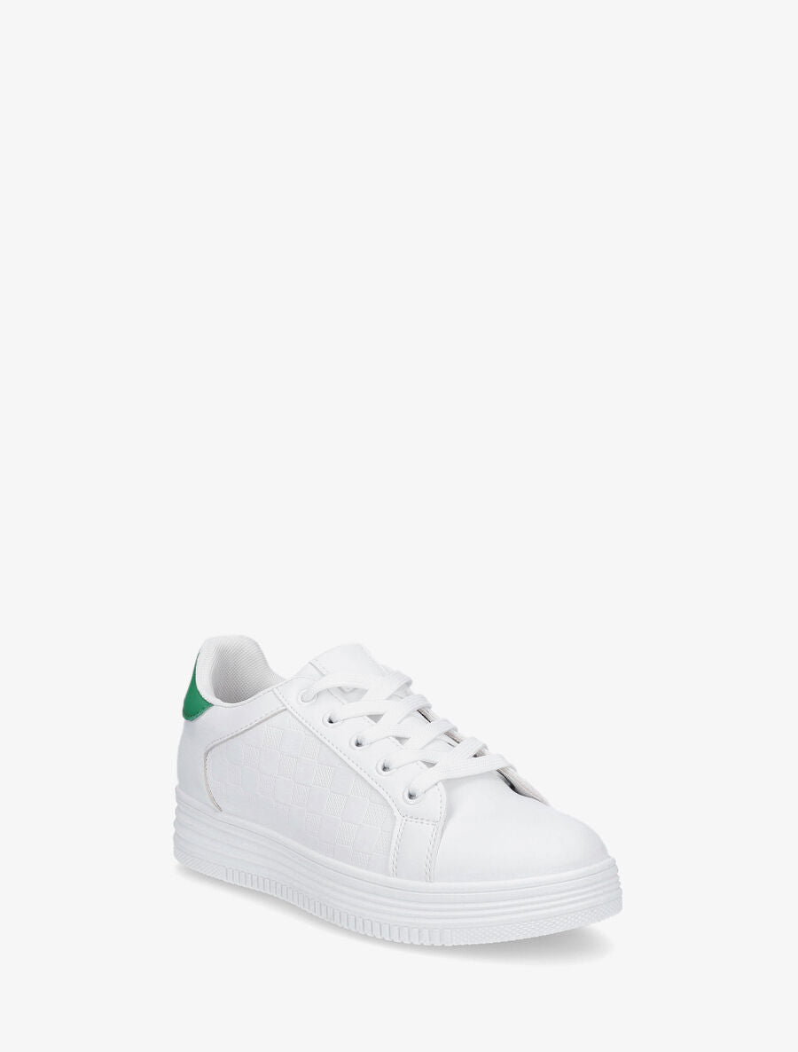 Baskets en simili texturé - Blanc/vert - 2