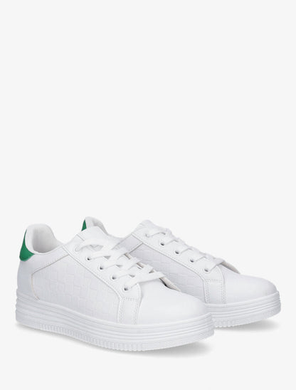 Baskets en simili texturé - Blanc/vert - 4