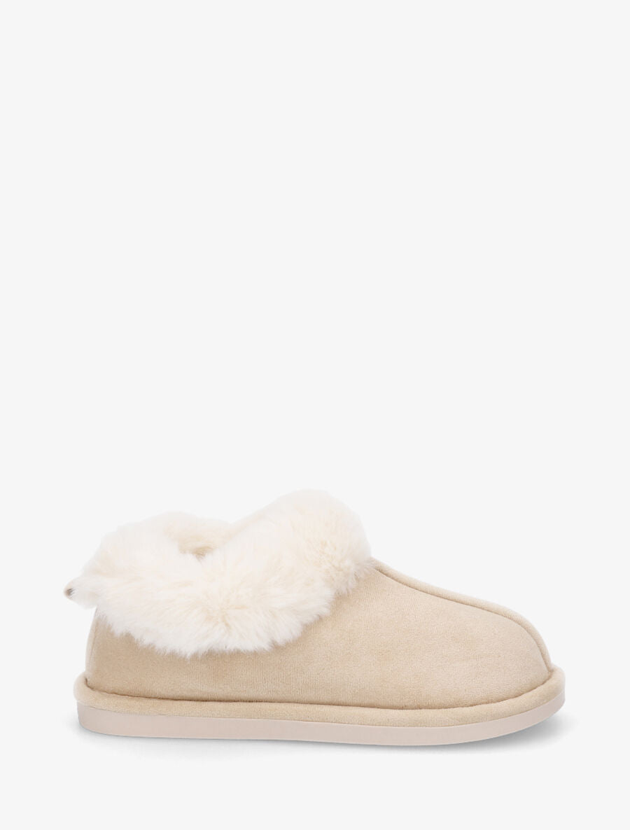 Low boots fourrée en suédine - Beige - 5