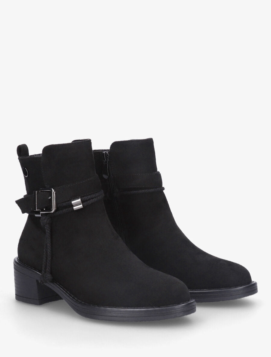 Bottines en suédine à corde - Noir - 4
